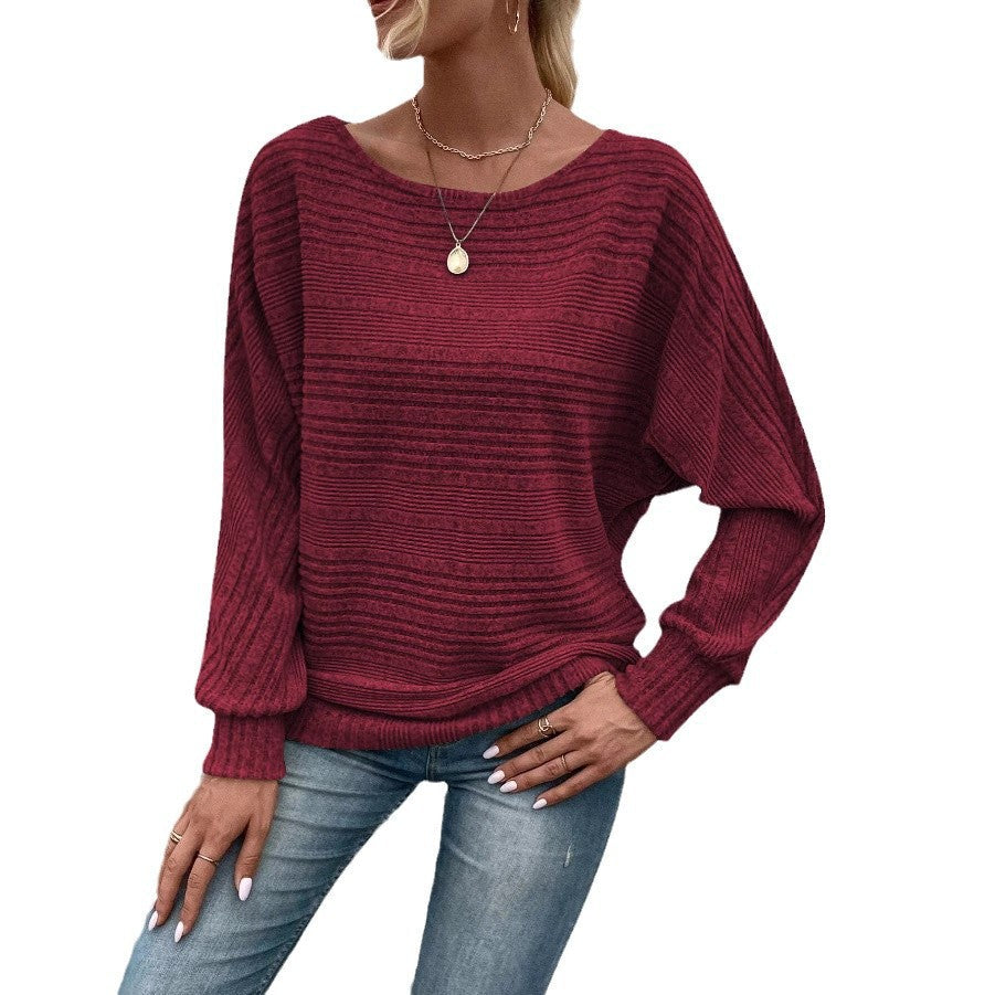 Frauen Stilvoll Strick Batwing Pullover WW