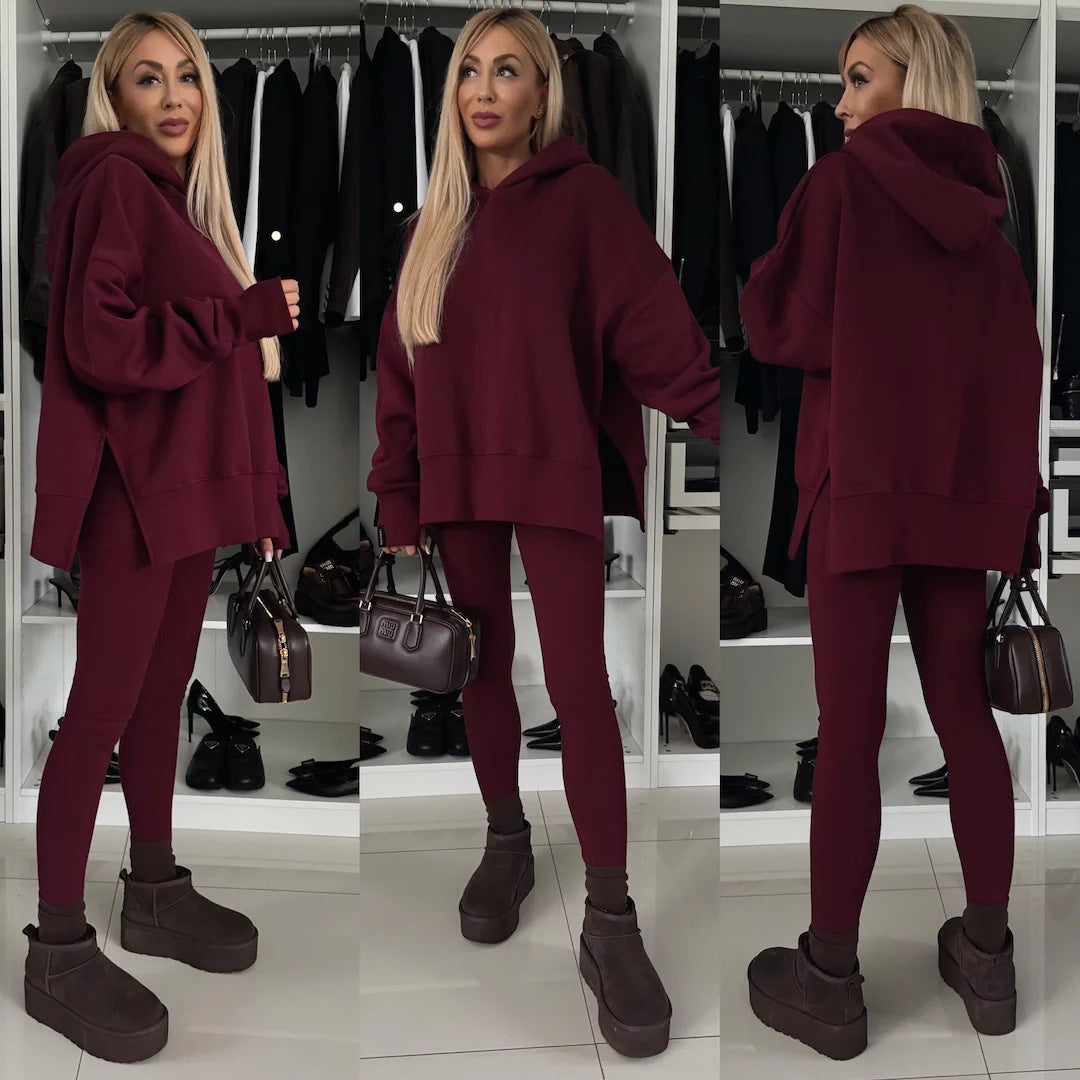 Damen modischer Kapuzenpullover mit Leopardenmuster und oversized Schnitt WW