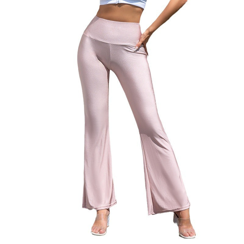 Damen Flared-Hose mit schimmerndem Effekt und hohem Bund WW
