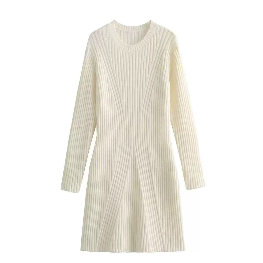 Damen Strickkleid mit moderner Rippstruktur und stylischem Schnitt WW