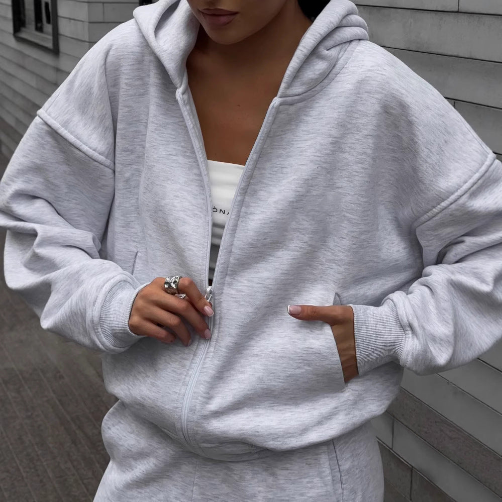 Damen lässiges Kapuzensweatshirt und weite Jogginghose-Set WW