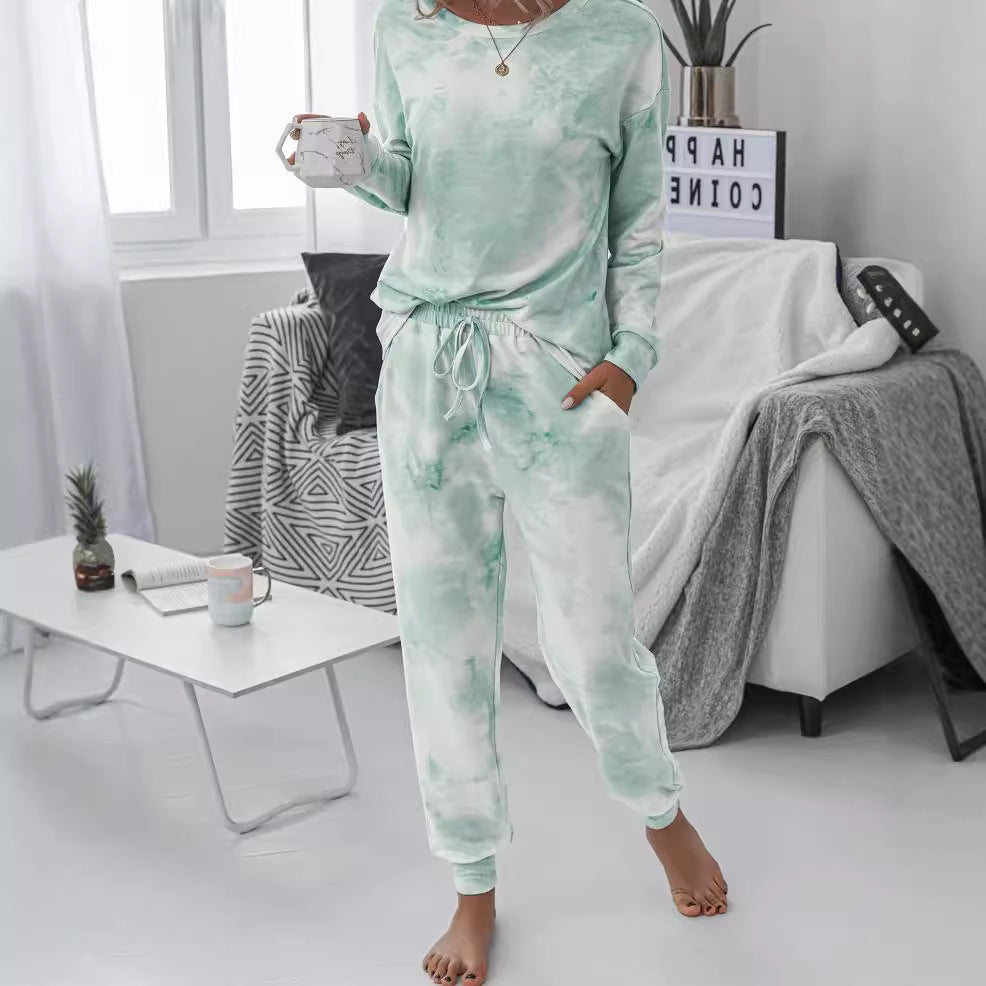 Damen Freizeit-Loungewear Set mit modischem Batikdesign und bequemen Passform WW