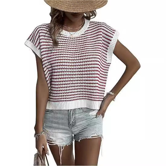 Damen lässiger Strickpullover mit modernem Waffelmuster WW