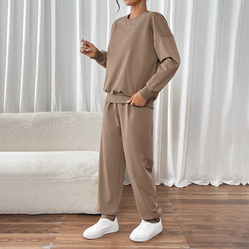 Damen sportliches Sweatshirt- und Jogginghose-Set mit elastischem Bund WW