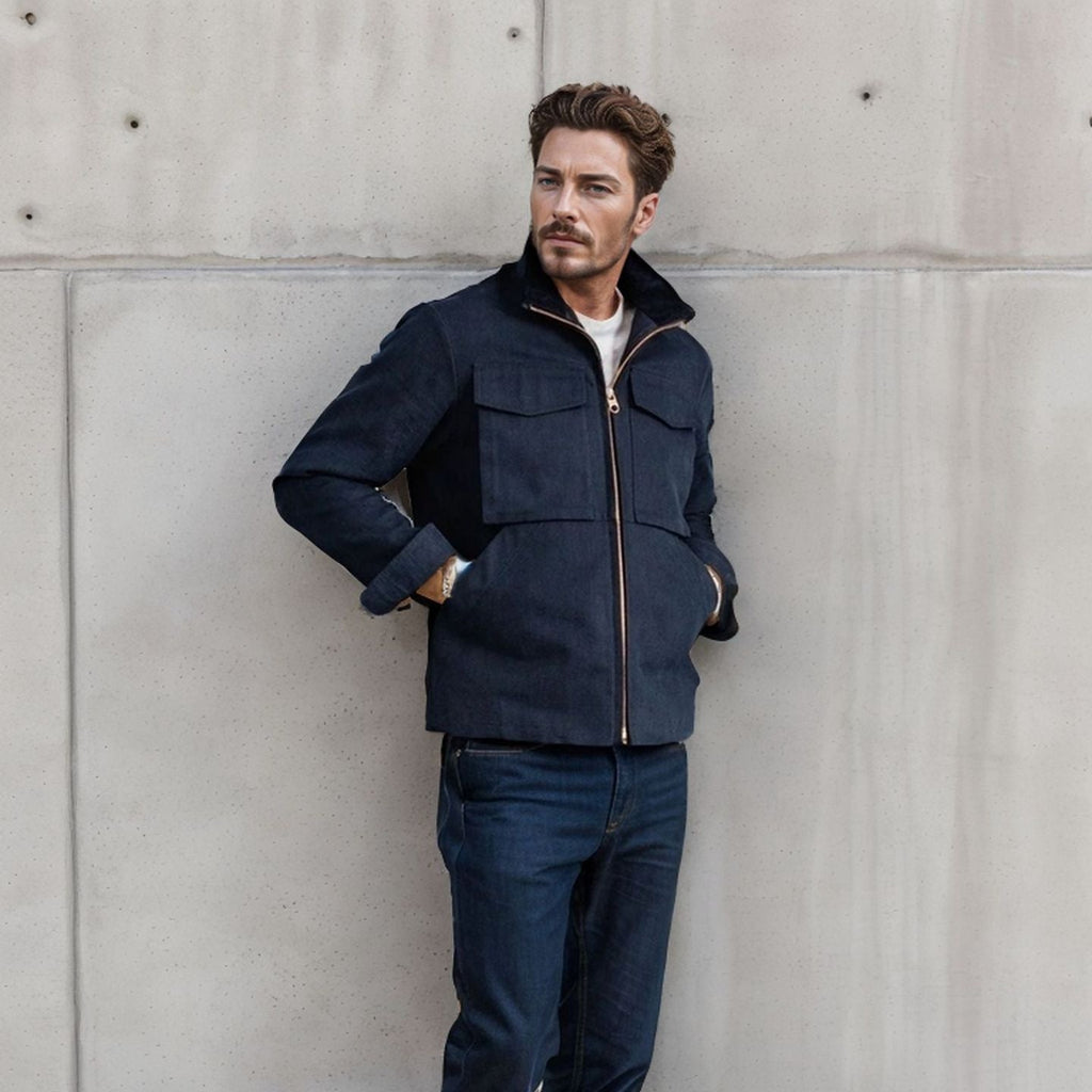 Herren praktische Utility-Jacke mit großen aufgesetzten Taschen WW