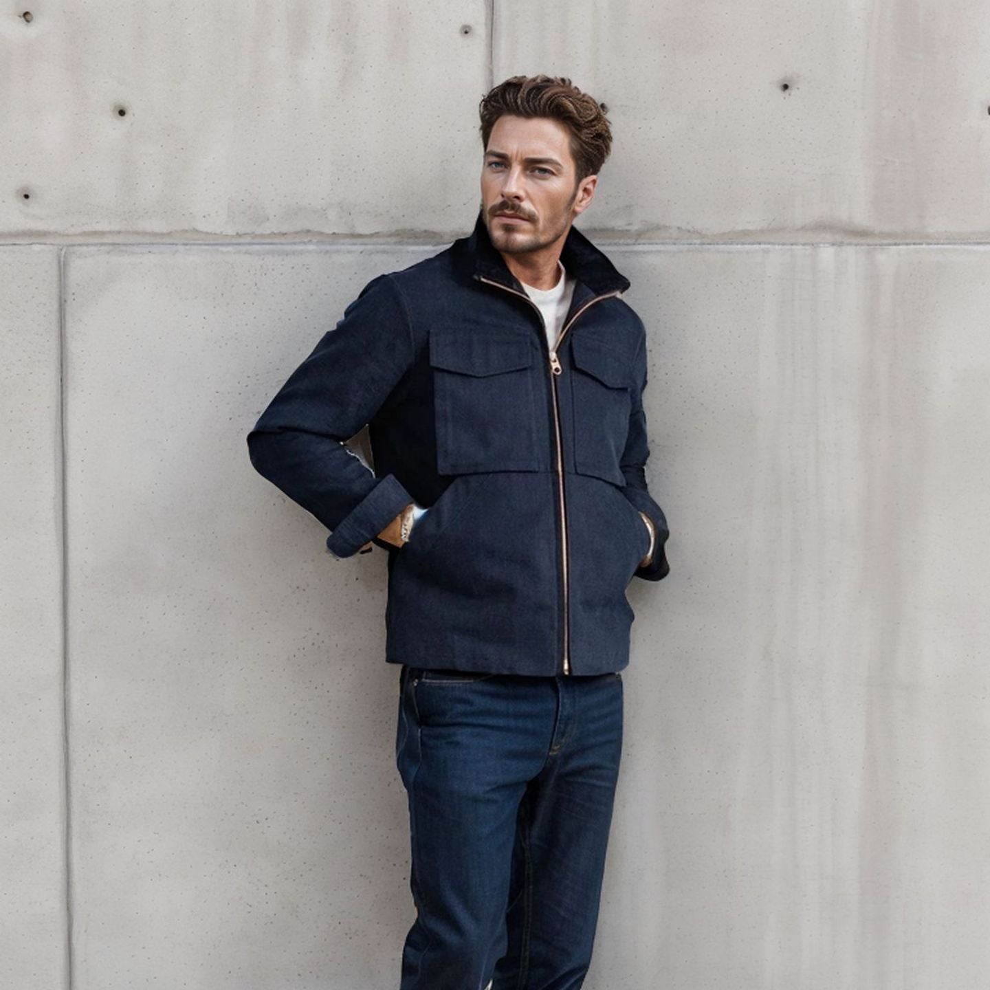 Herren praktische Utility-Jacke mit großen aufgesetzten Taschen WW