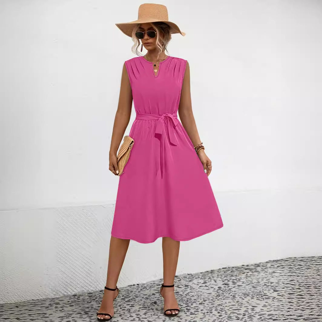 Damen Midi-Kleid mit schicker Raffung und taillierbarem Gürtel WW