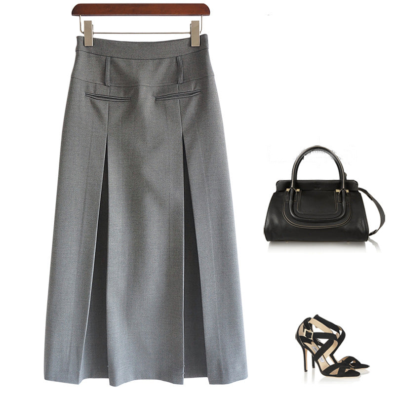 Damen A-Linien Midi Rock mit Taschen WW