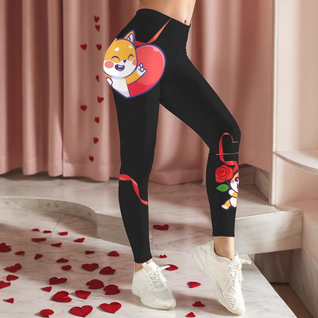 Damen Sportliche Leggings mit floralen Akzenten und hohem Bund WW