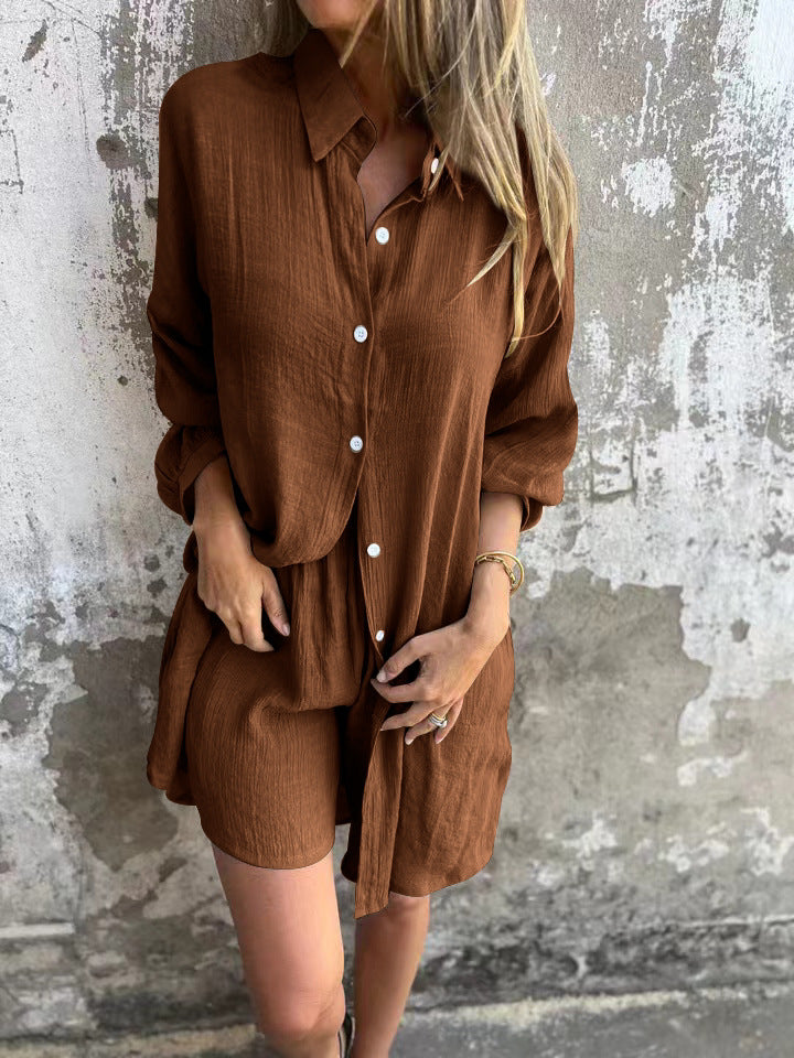 Damen lange Bluse mit durchgehender Knopfleiste und lässigem Schnitt WW