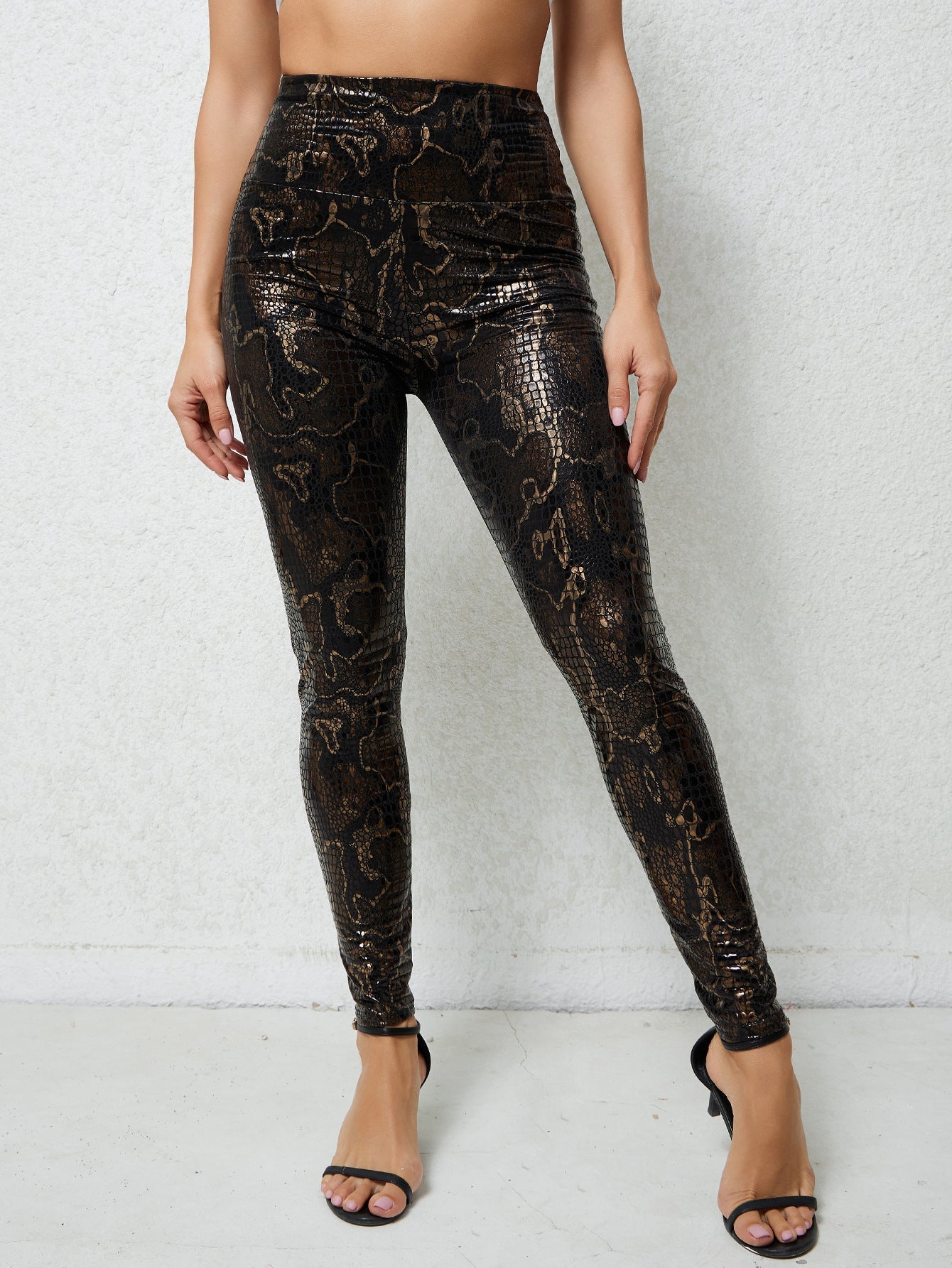 Damen Hochglänzende Leggings im Schlangenmuster WW