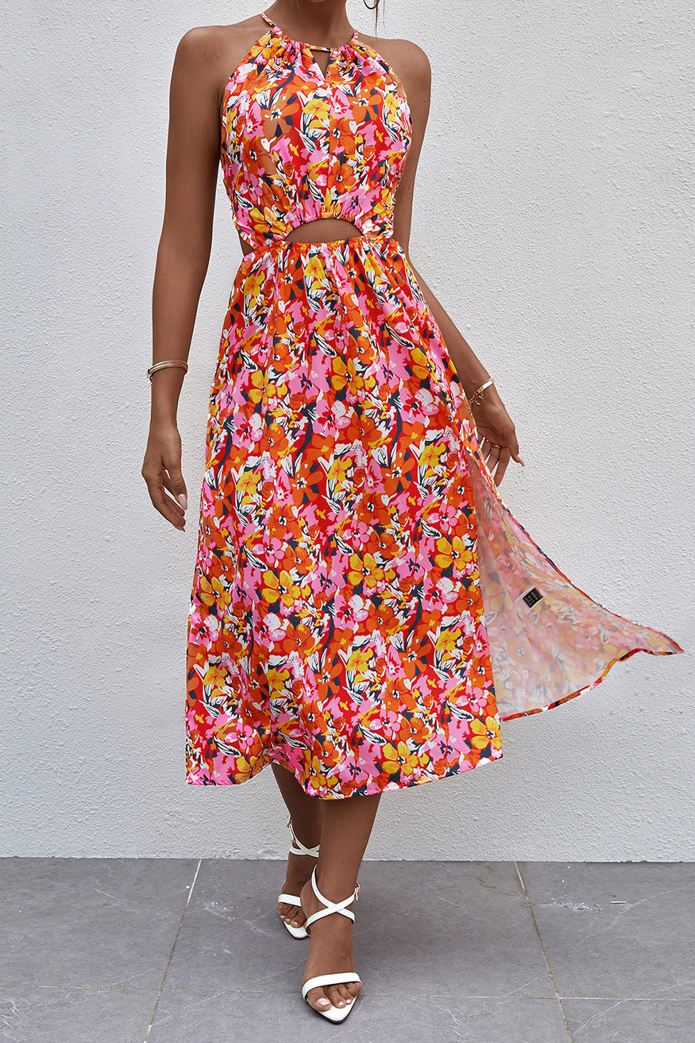 Damen Maxikleid mit raffinierten Cut-Outs und floralem Design WW