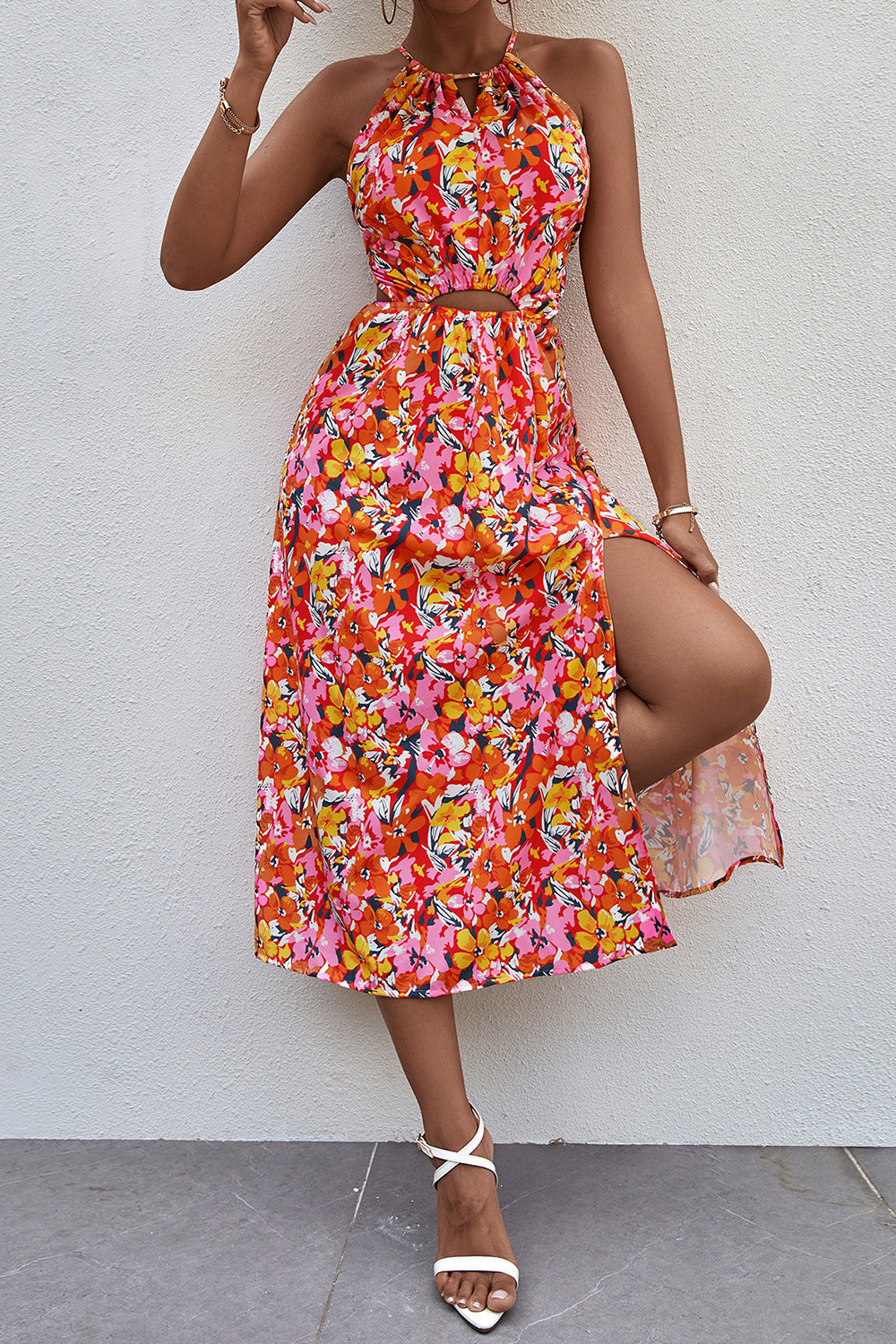 Damen Maxikleid mit raffinierten Cut-Outs und floralem Design WW