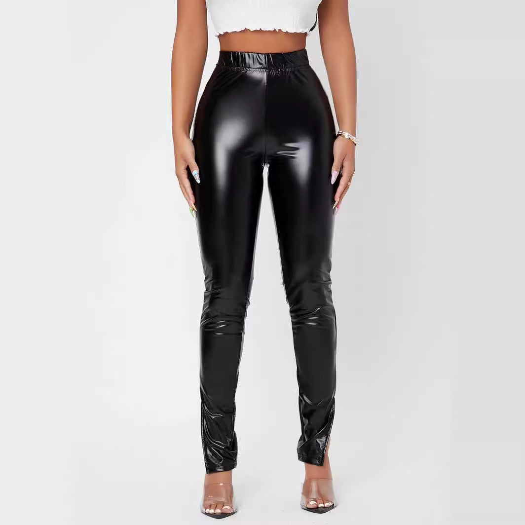 Damen Hochglänzende Leggings mit figurbetonter Passform WW