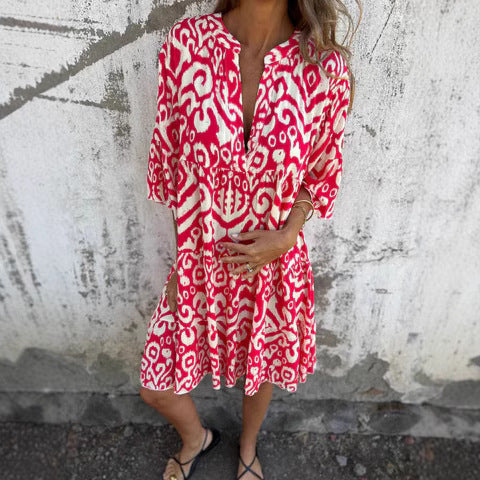 Damen lässiges Kleid mit einzigartigem Muster und bequemen Schnitt WW