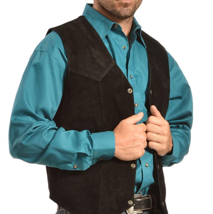 Herren Wildlederweste mit seitlichen Taschen und Druckknopfverschluss WW