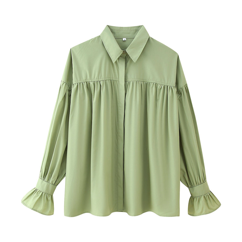 Damen elegante Bluse mit Rüschendetails WW