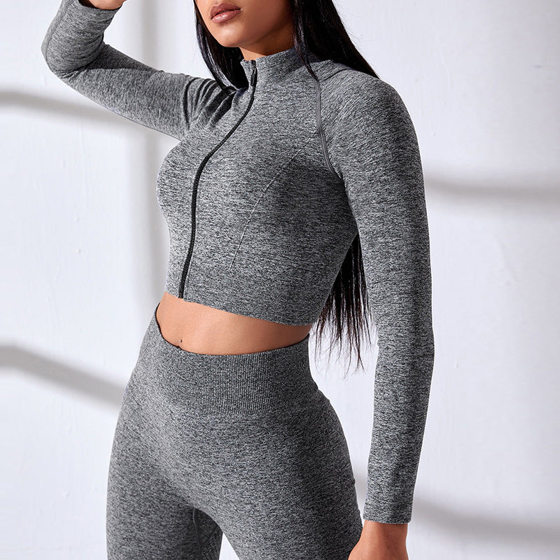 Damen Sportlicher Crop-Top mit Reißverschluss WW