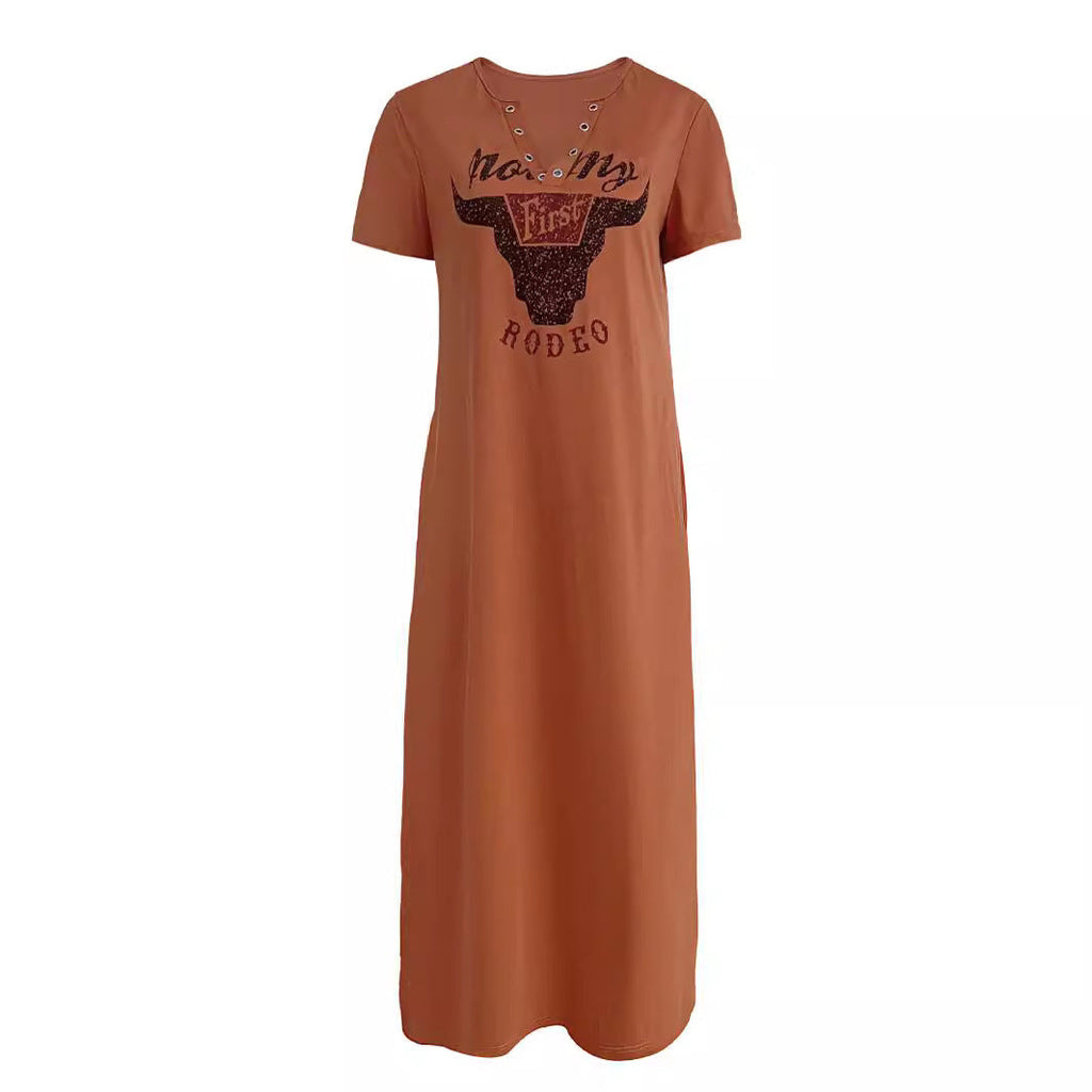 Damen Maxikleid mit grafischem Druck WW