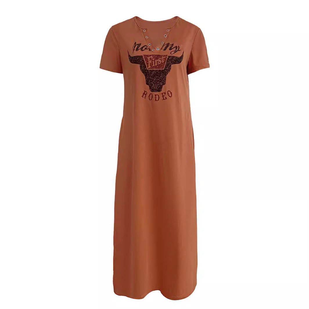 Damen Maxikleid mit grafischem Druck WW