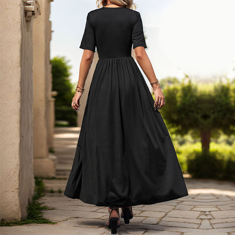 Damen Maxikleid mit transparentem Spitzen-DEtail und seitlichem Schlitz WW