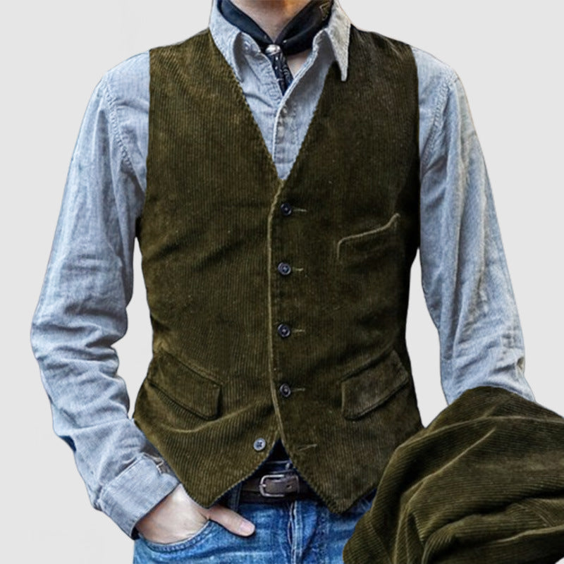 Herren Cordweste mit eleganten Details und funktionalen Taschen WW