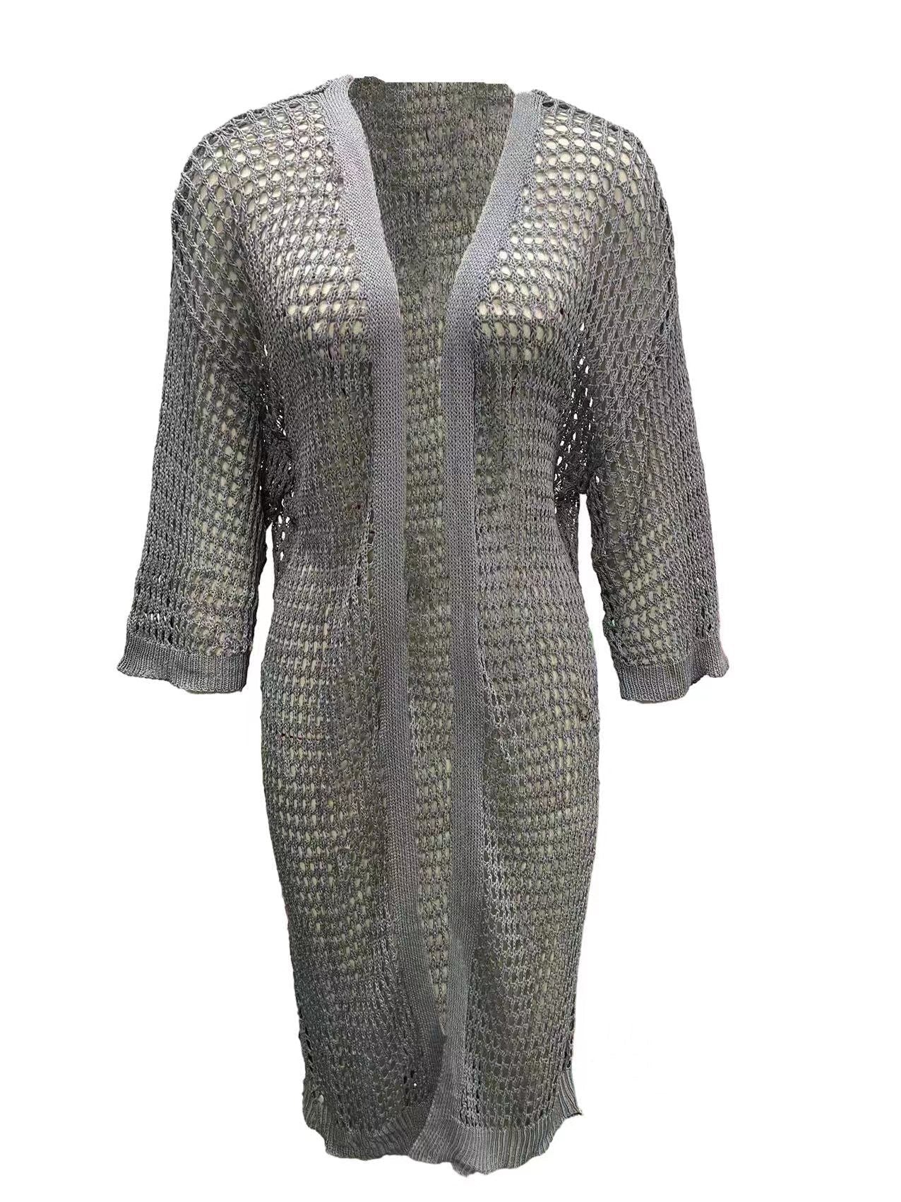 Damen luftige Häkeljacke im Boho-Stil mit weitem Schnitt WW