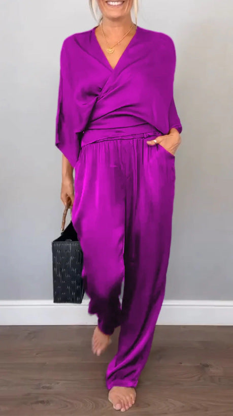 Damen Elegantes Weiches Stoff Lounge Set WW