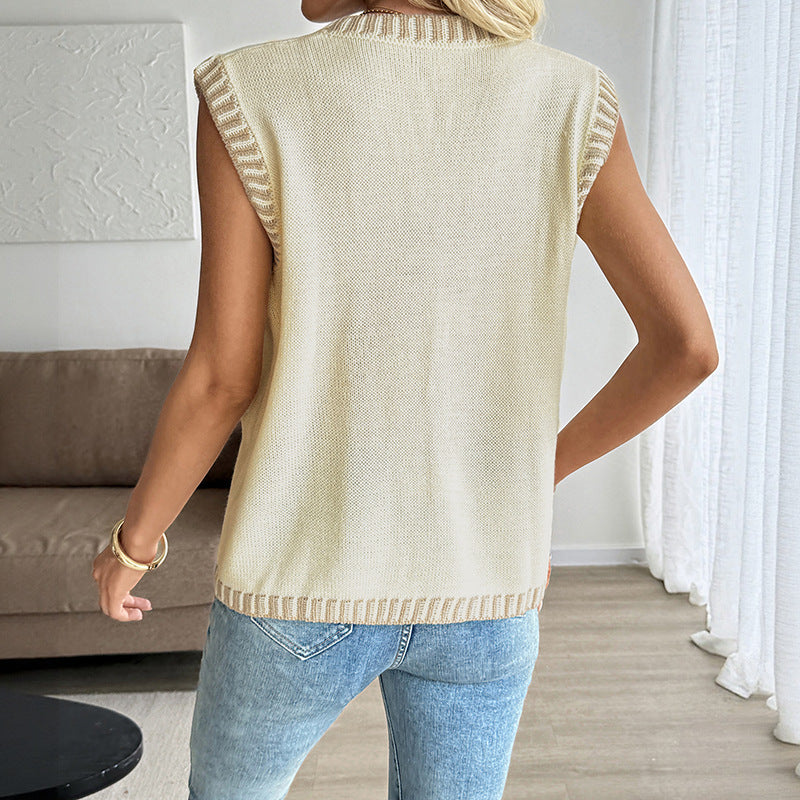 Damen Strickweste mit Knopfleiste und Taschen WW