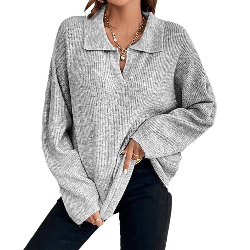 Damen Pullover mit Magnetverschluss und modischem Rippenstrick WW
