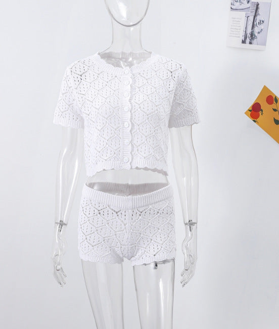Damen luftiges Strick-Two-Piece-Set WW