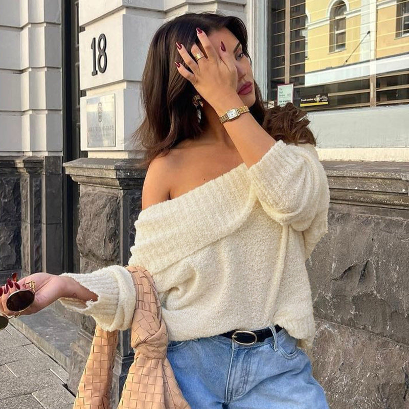 Damen Off-Shoulder Strickpullover WW