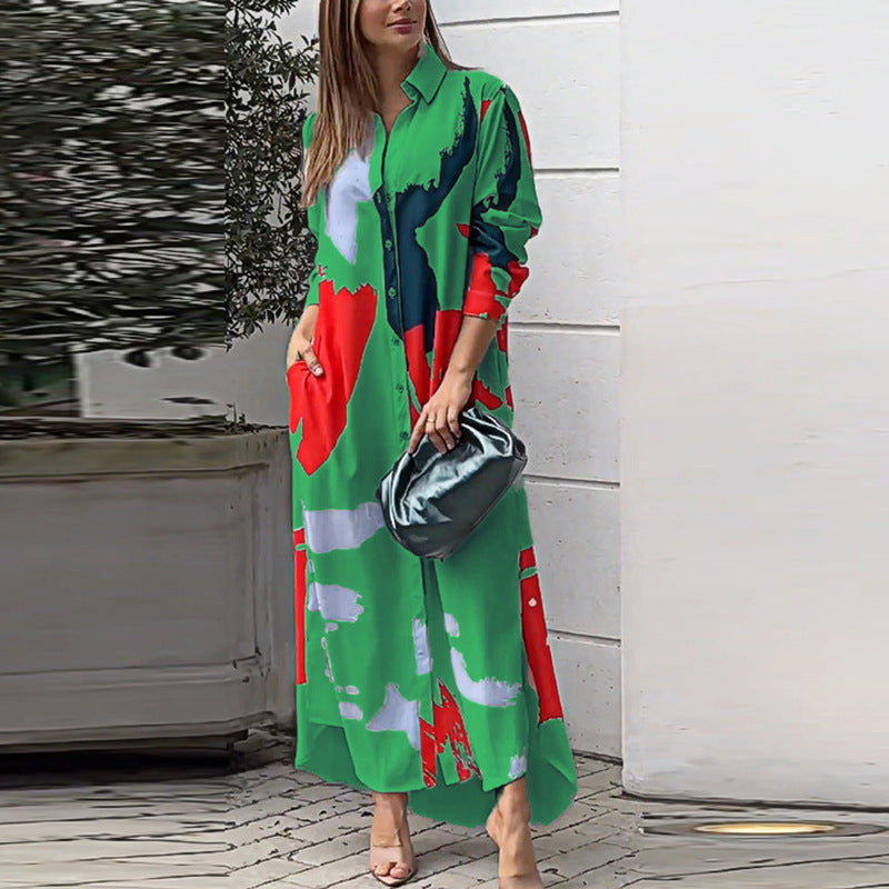 Damen Maxi-Hemdrobe mit buntem Kunstdesign WW