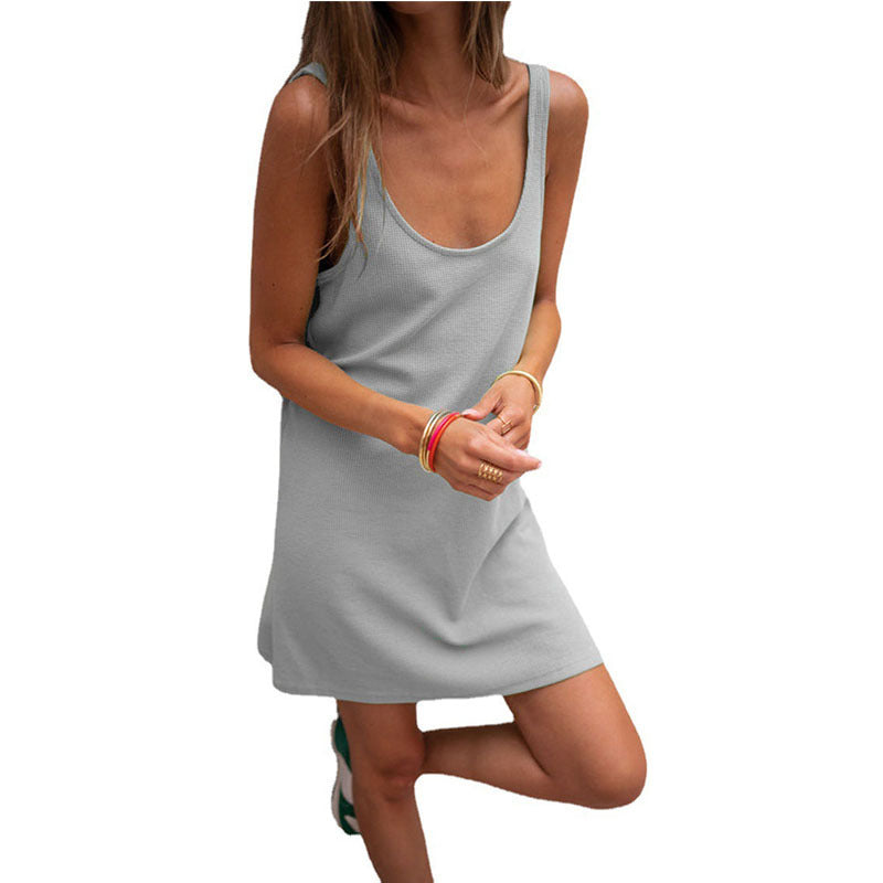 Damen lässiges Trägershirt-Kleid aus leichtem Stoff WW