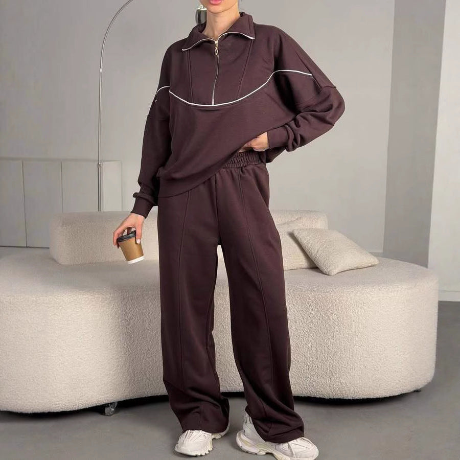 Damen sportliches Hoodie- und Jogginghose-Set mit elastischem Bund WW