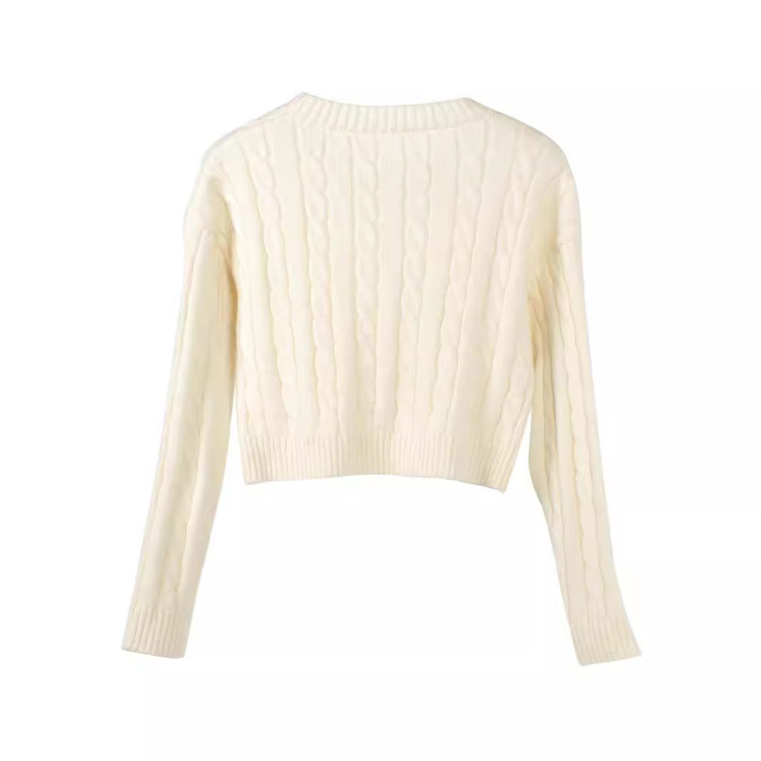 Damen Kurzgeschnittener Strickpullover WW
