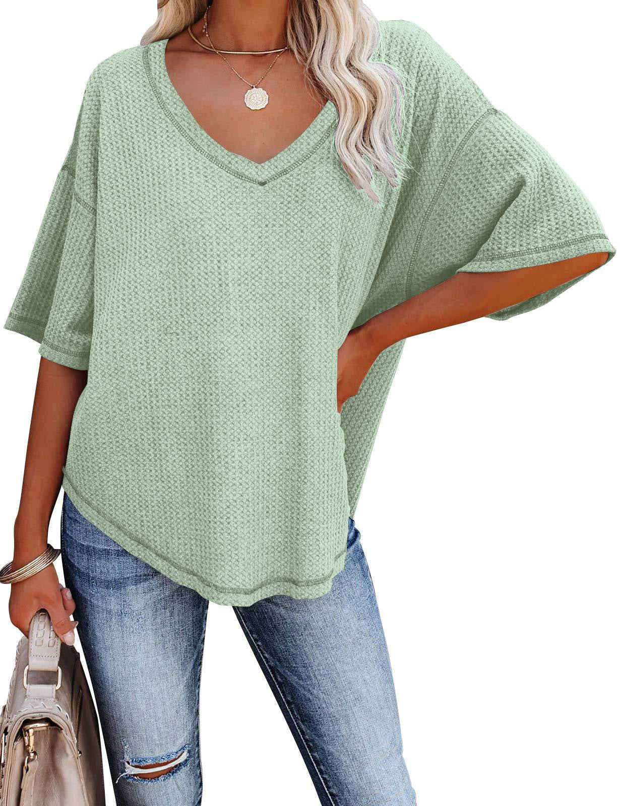 Damen lässiges Oversized-Oberteil mit strukturiertem Webmuster WW