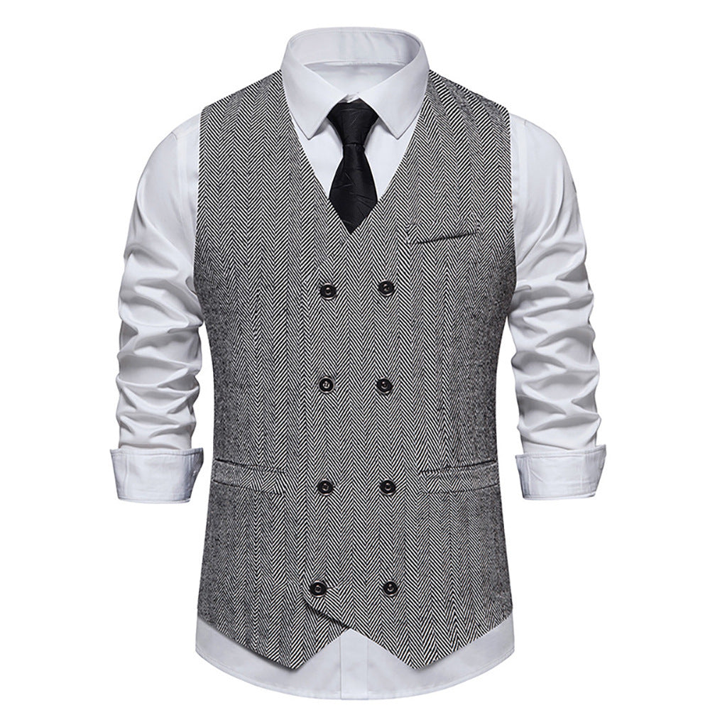 Herren elegante Doppelreiher-Weste im strukturierten Design WW