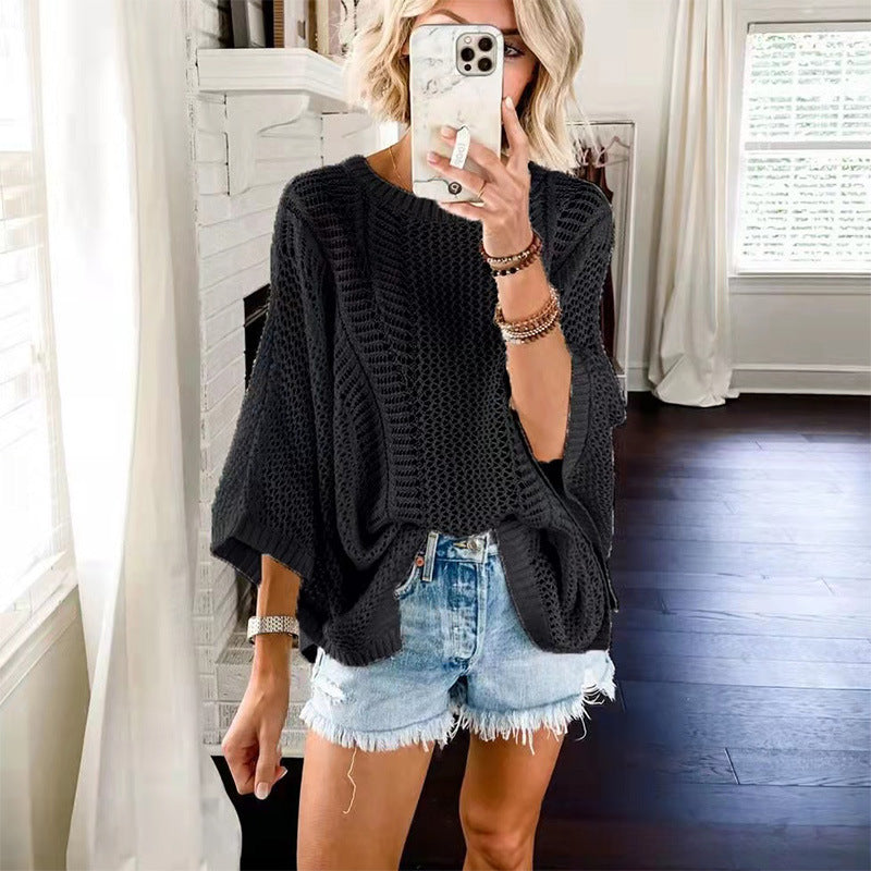 Damen lässiger Strickoversize-Pullover WW