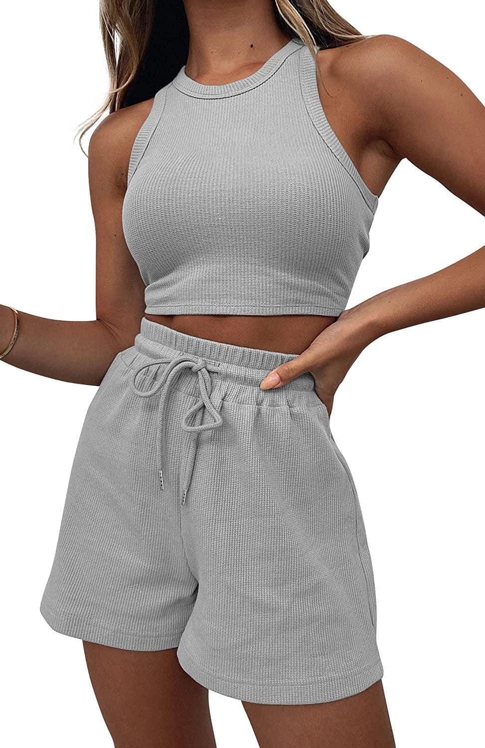 Damen Sportliches Set aus ärmellosem Oberteil und kurzen Hosen WW
