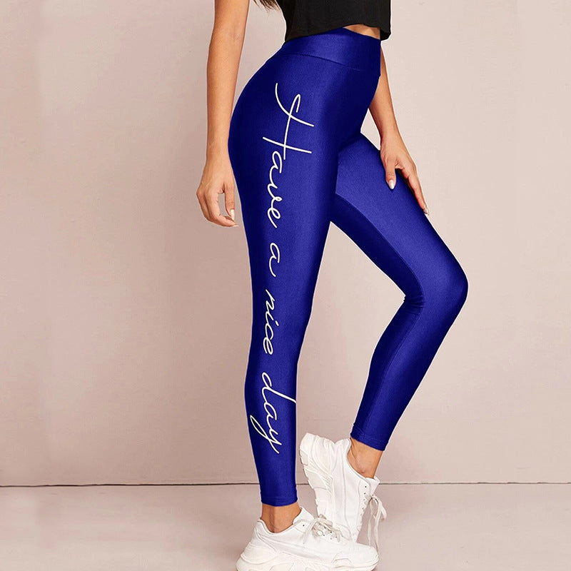 Damen Sportleggings mit inspirierendem Schriftzug und hohem Bund WW