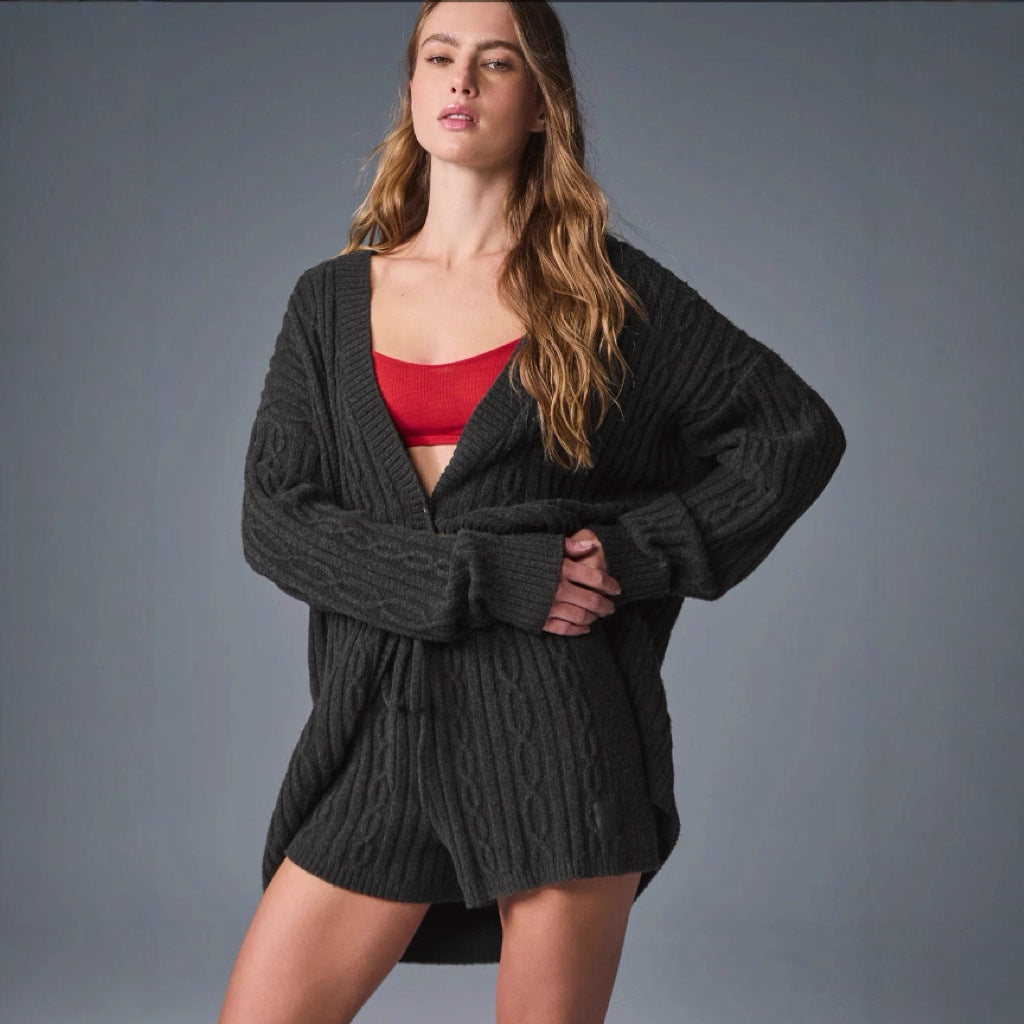 Damen Grobstrick Cardigan mit lässigem Schnitt und weichen Ärmeln WW