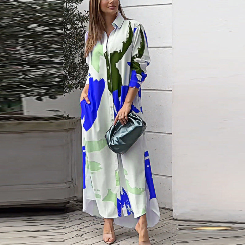 Damen Maxi-Hemdrobe mit buntem Kunstdesign WW