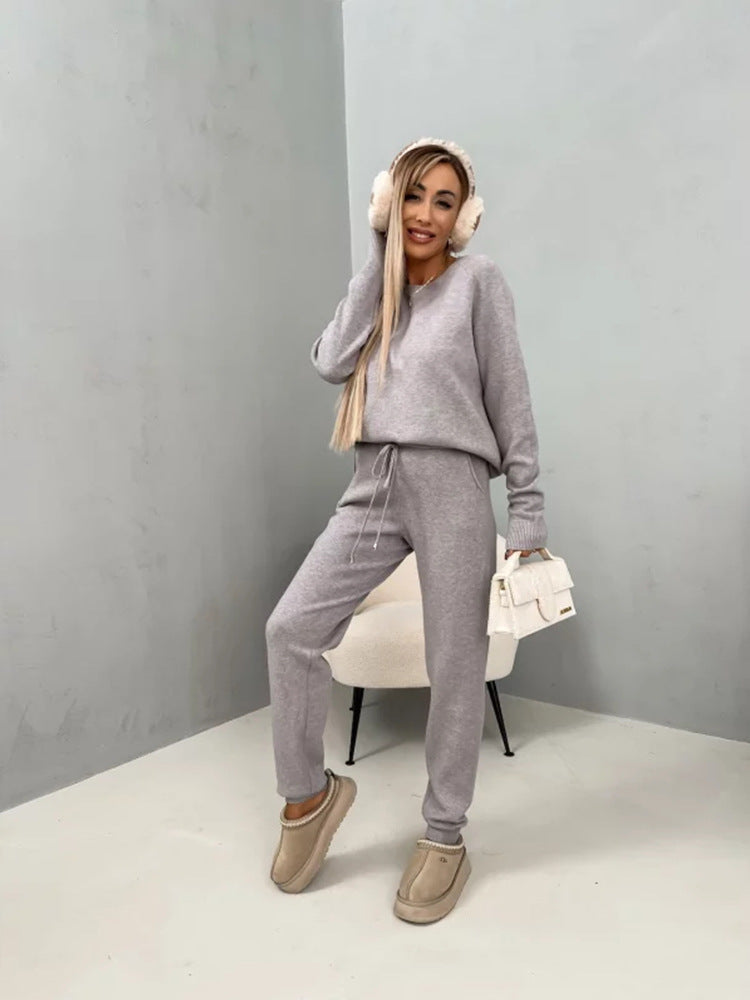 Damen luxuriöses Fleece-Loungewear-Set mit weichem Pullover und Jogginghose WW