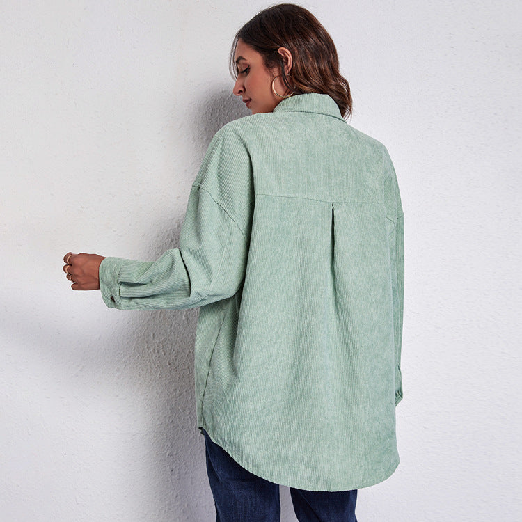 Damen Oversized Hemdblusenshirt aus Cord WW