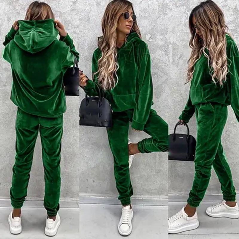 Damen kuscheliges Fleece-Set mit oversized Hoodie und bequemen Jogginghosen WW