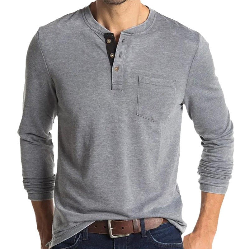 Herren Langarm-Hemd mit Knopfleiste und Brusttasche WW