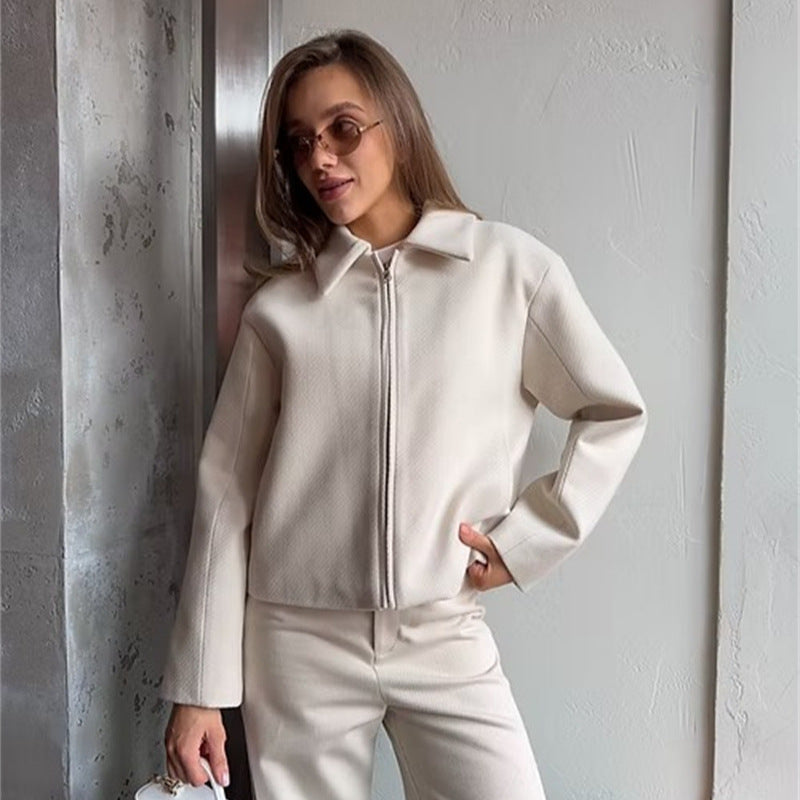 Damen elegante Zip-Jacke im minimalistischen Stil WW