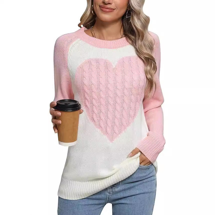 Damen legerer Pullover mit Herzdesign WW