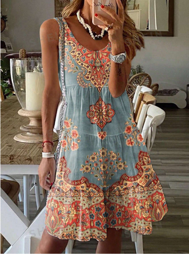 Damen Freizeitkleid mit verspieltem Druck und fließendem Schnitt WW